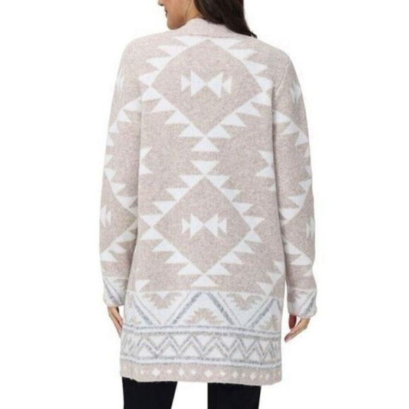 Aztec Frye Women's Open Front Knit Cozy Comfy Cardigan Beige Size Large - Picture 3 of 5